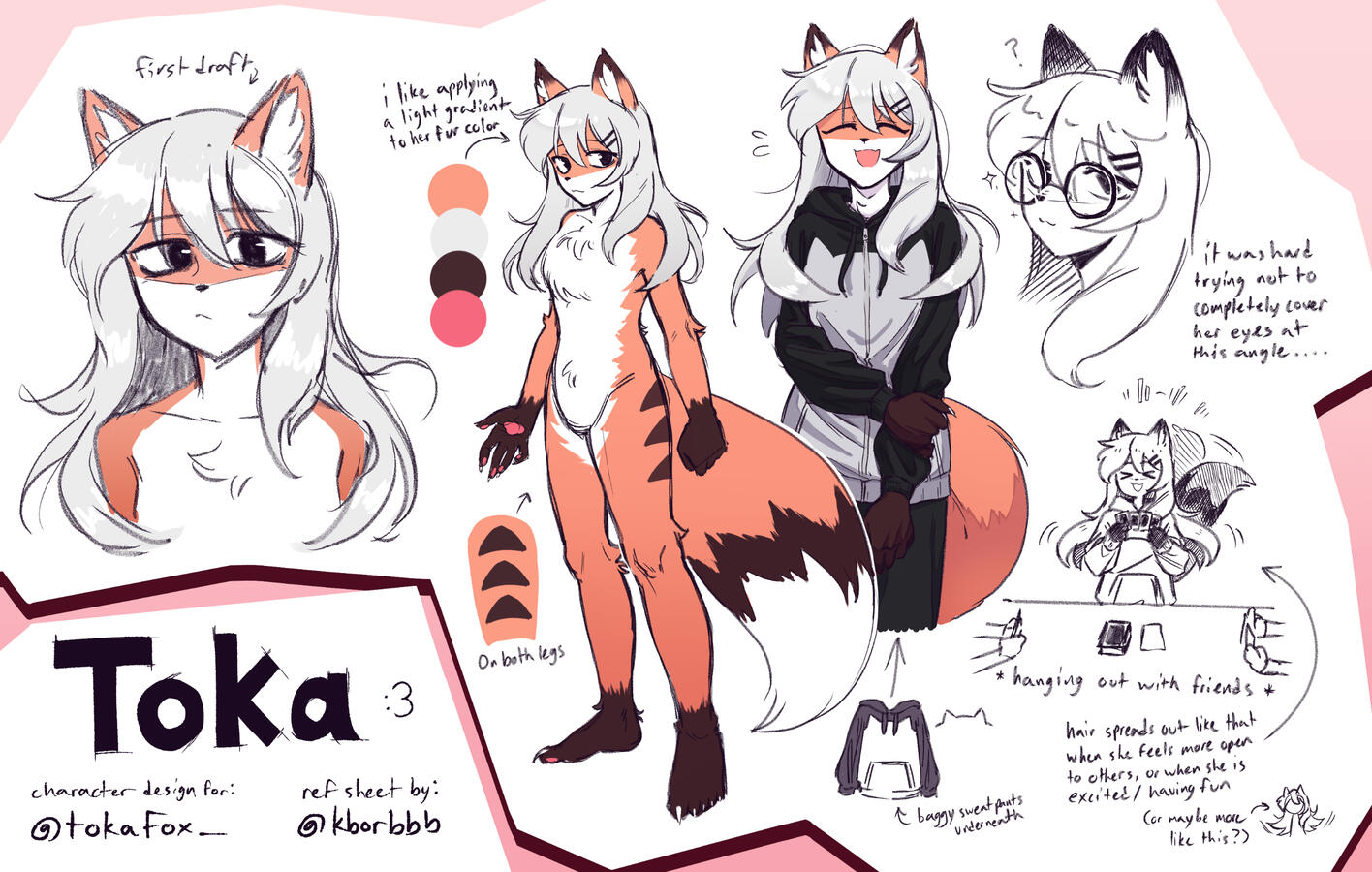 Reference sheet/Character design for @tokaFox_
